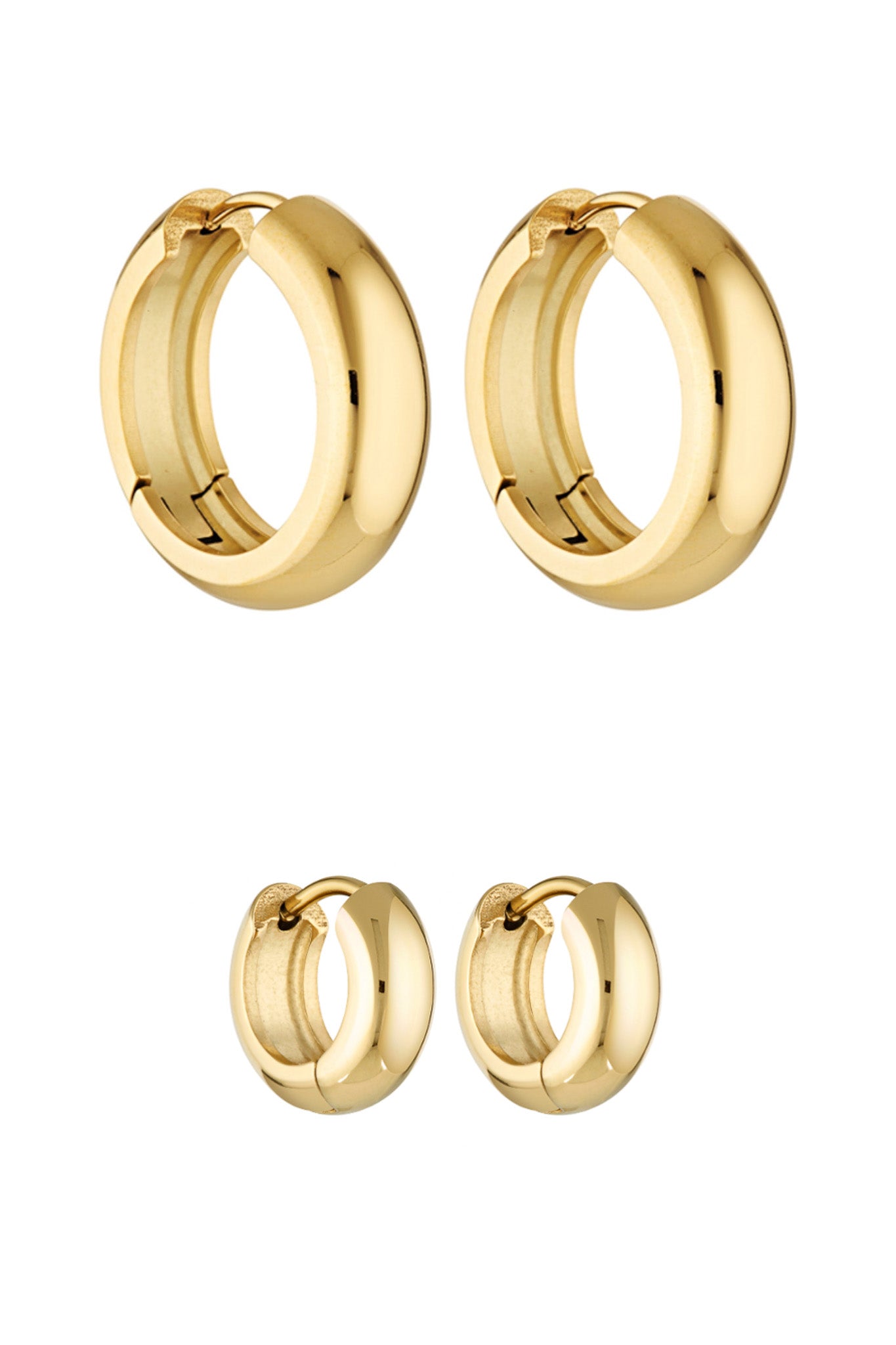 Porter Jewellery | 18k Gold Vermeil | Petite Thick Huggies 25mm Petite Thick Huggies 8mm Set