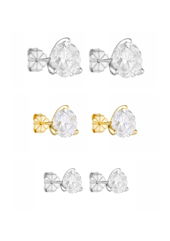 Porter Jewellery | 18k Gold Vermeil Sterling Silver | Round Studs 3ct 2ct 1ct Set