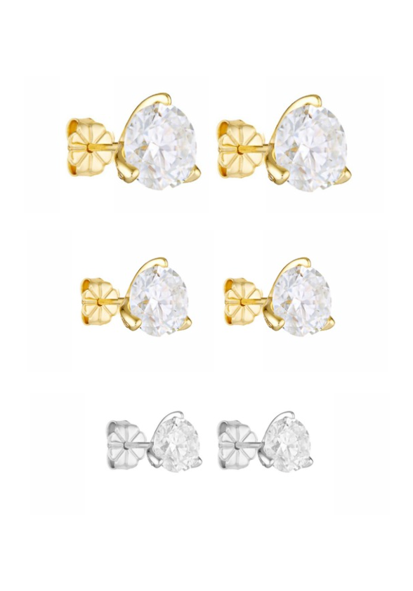 Porter Jewellery | 18k Gold Vermeil Sterling Silver | Round Studs 3ct 2ct 1ct Set