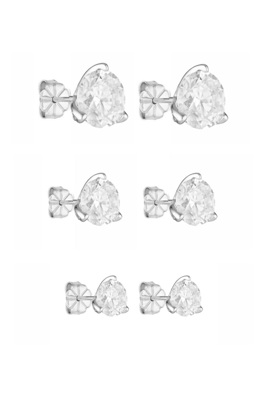 Porter Jewellery | 18k Gold Vermeil Sterling Silver | Round Studs 3ct 2ct 1ct Set