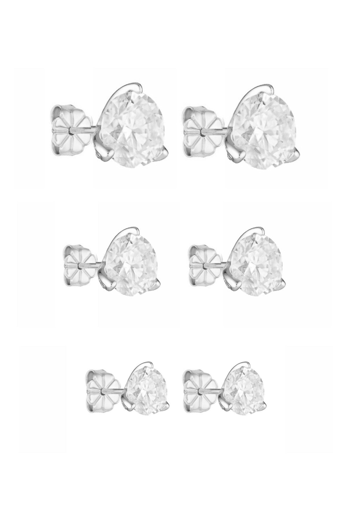 Porter Jewellery | 18k Gold Vermeil Sterling Silver | Round Studs 3ct 2ct 1ct Set