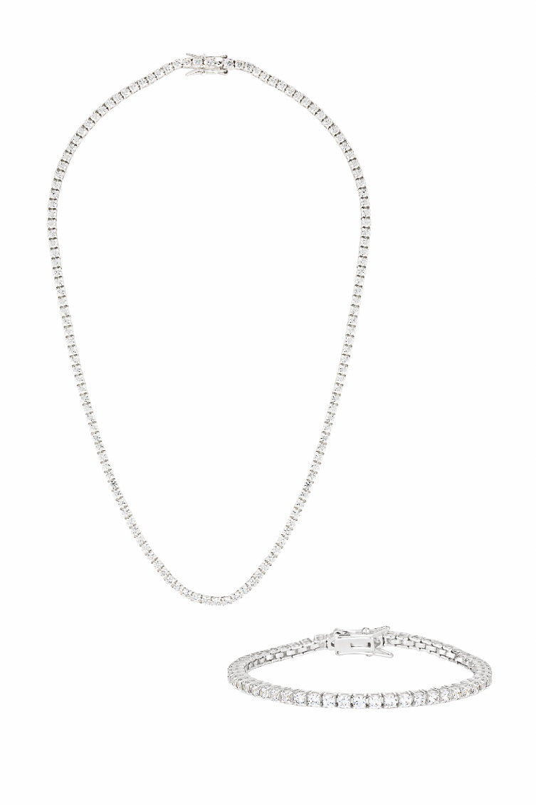 Porter Jewellery | White Gold Vermeil | Tennis Necklace & Bracelet Set