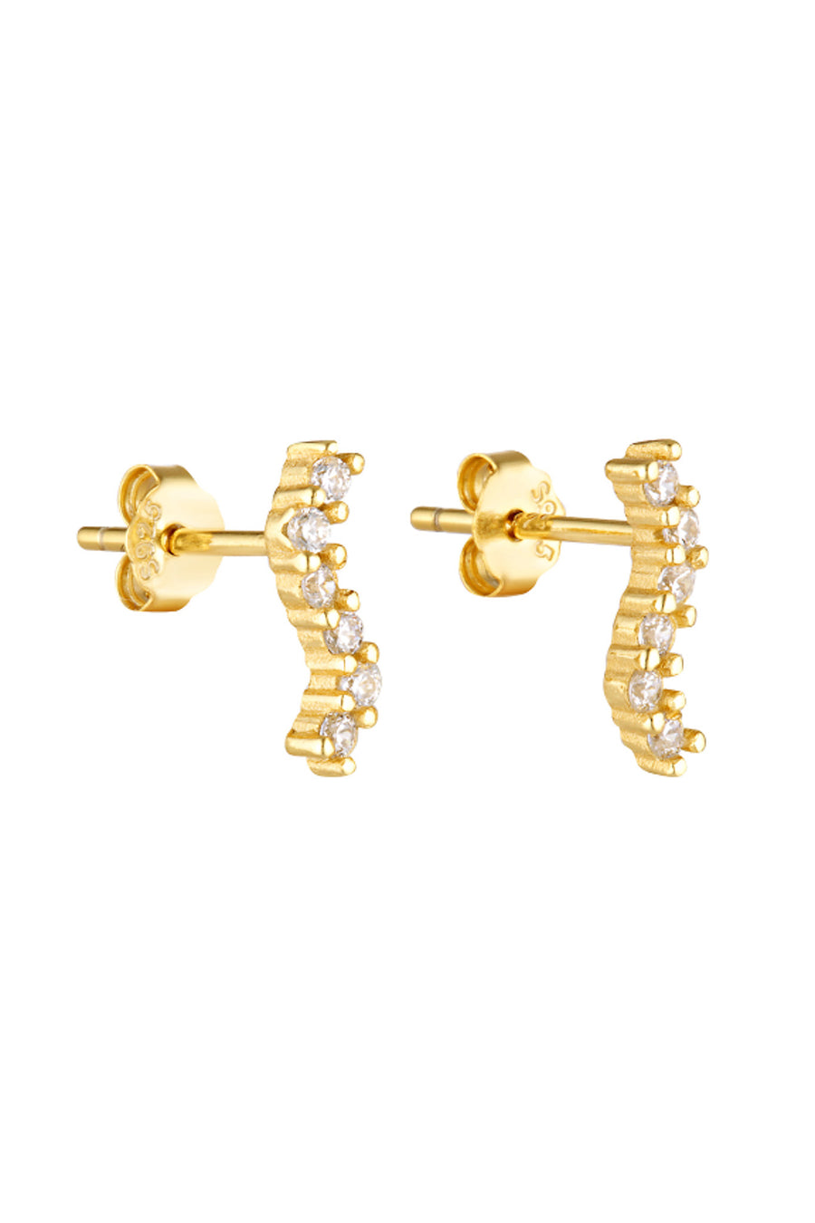 Angel Wave Studs - Gold/Clear