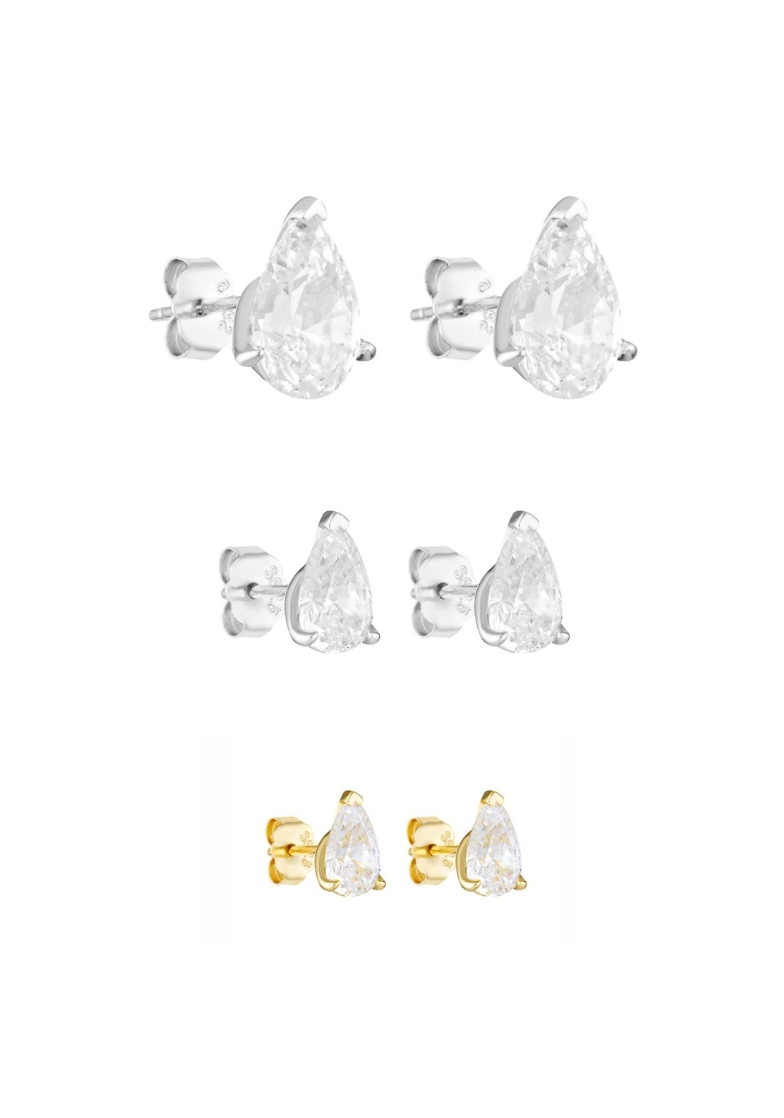 Pear Studs 2CT, 1CT & 0.5CT Set