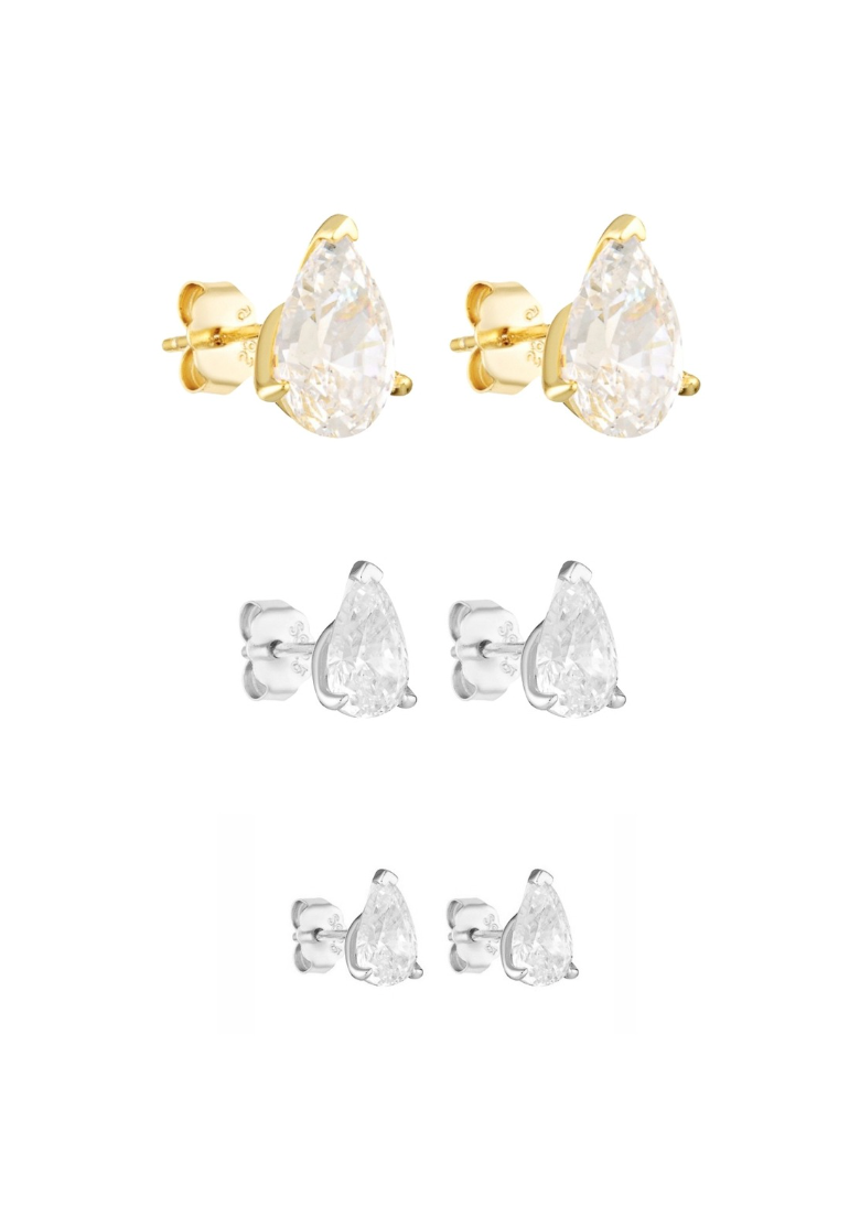 Pear Studs 2CT, 1CT & 0.5CT Set
