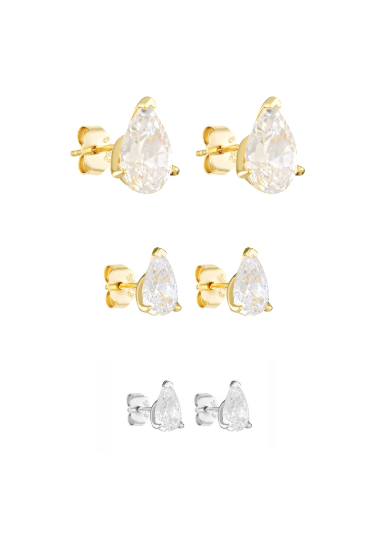Pear Studs 2CT, 1CT & 0.5CT Set