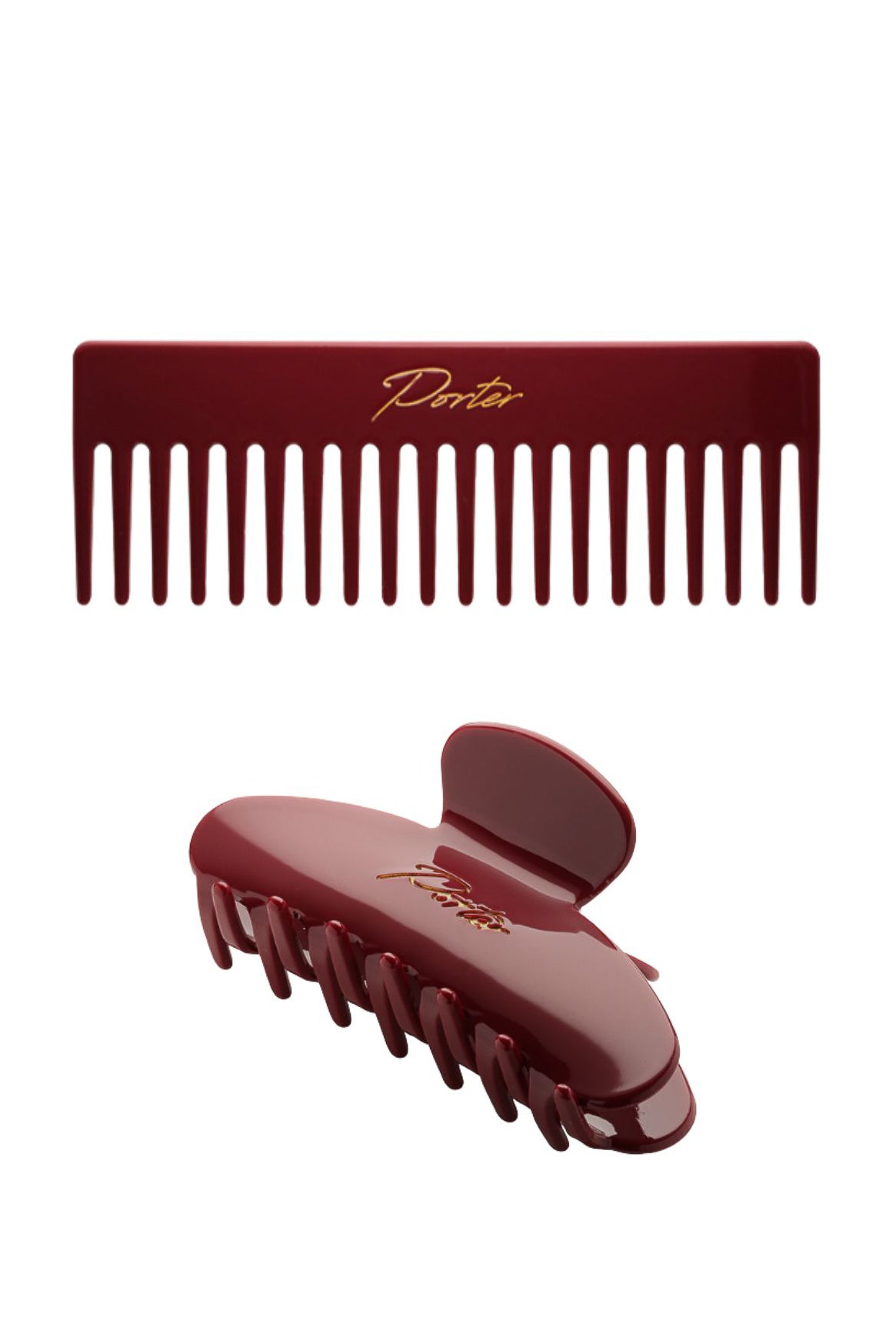 Marley Detangling Comb & Layla Claw Clip - Bordeaux Set