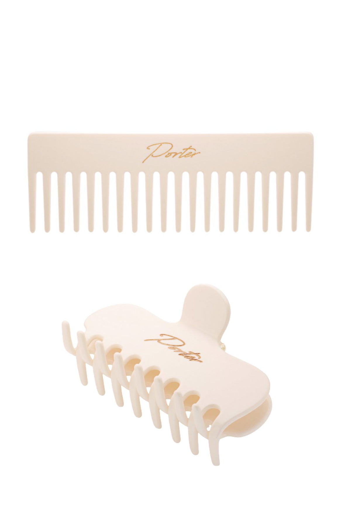 Marley Detangling Comb & Lottie Claw Clip - Creme Set