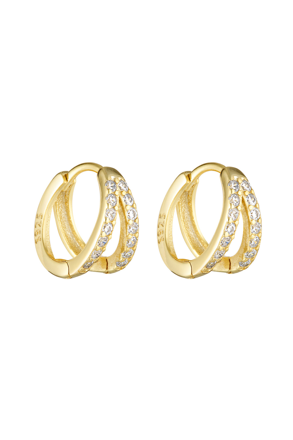 Porter Jewellery | 18k Gold Vermeil | Double Angel Huggies Gold Clear